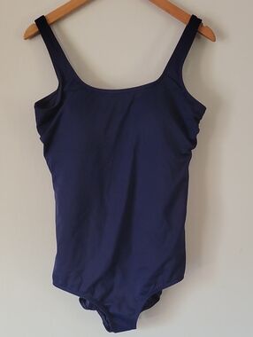 NWT Lands' End Classic Navy Blue One-piece Swim Suit Size 14 D